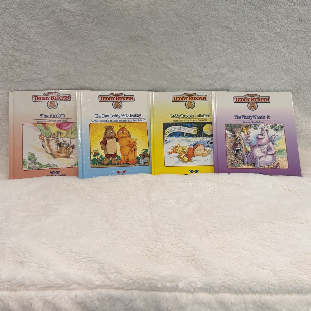 Vintage Set Of 4 Teddy Ruxpin Hardback BOOKS ONLY - READ